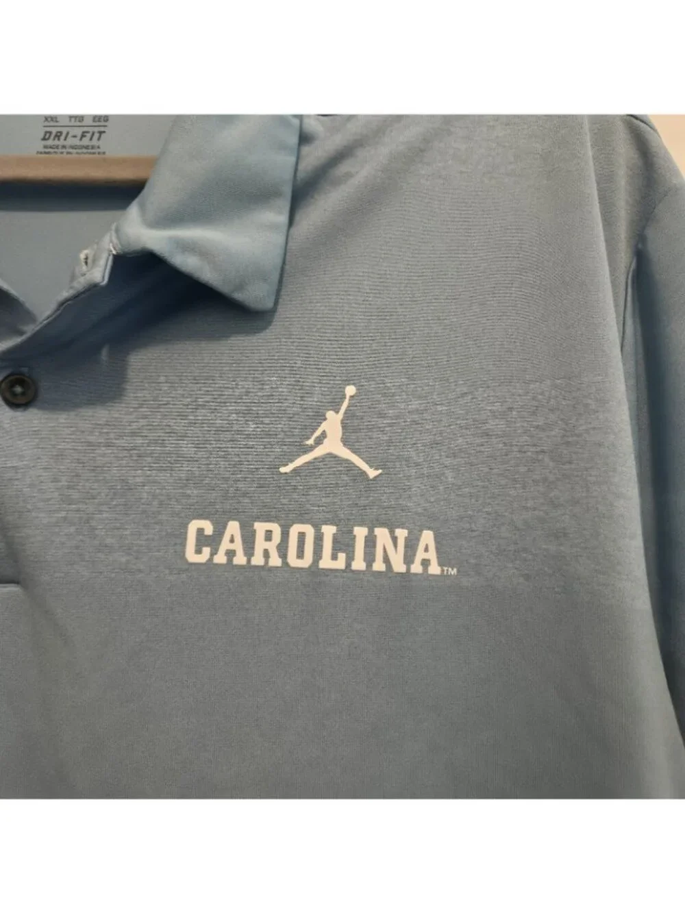 NIKE Jordan Dri-Fit Elite Carolina 2 Tone Blue Tarheels Golf Polo Shirt XXL 2xl